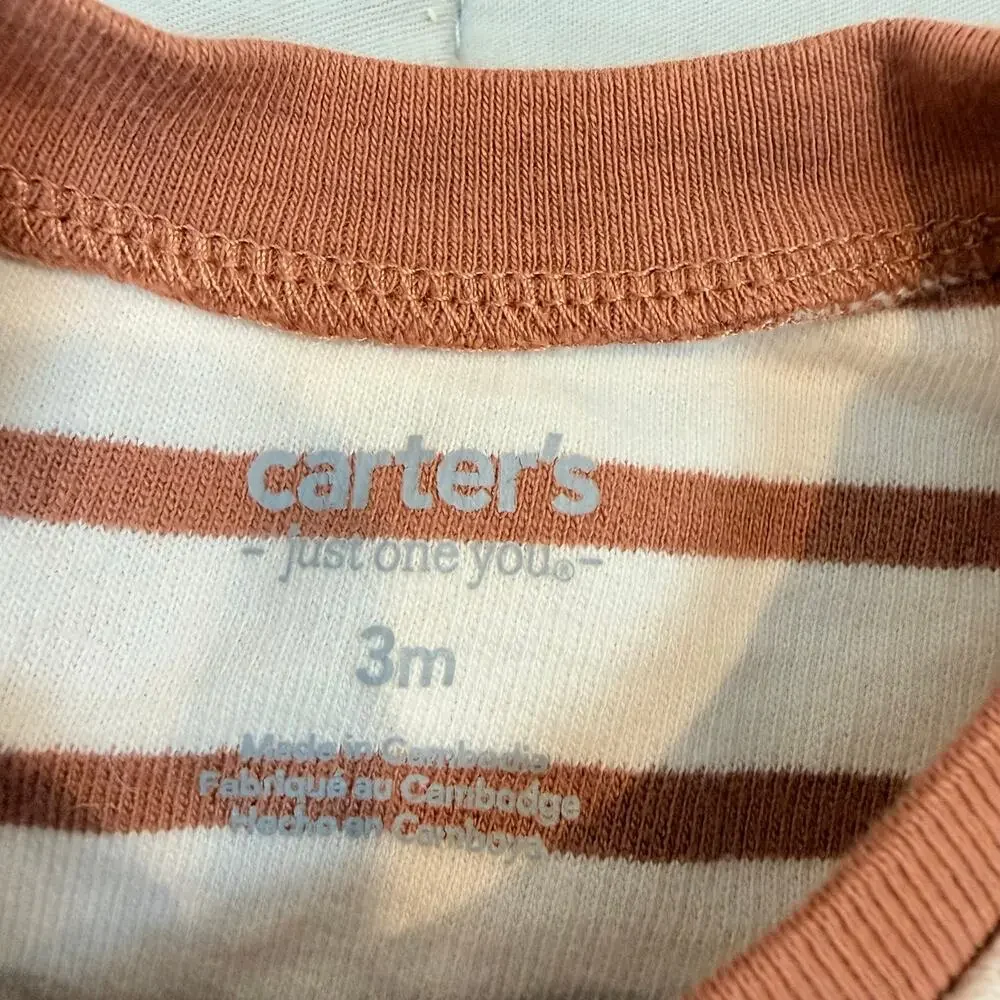 Carter's Brown Stripe T Shirt Top Textured Baby Boy 3 Months